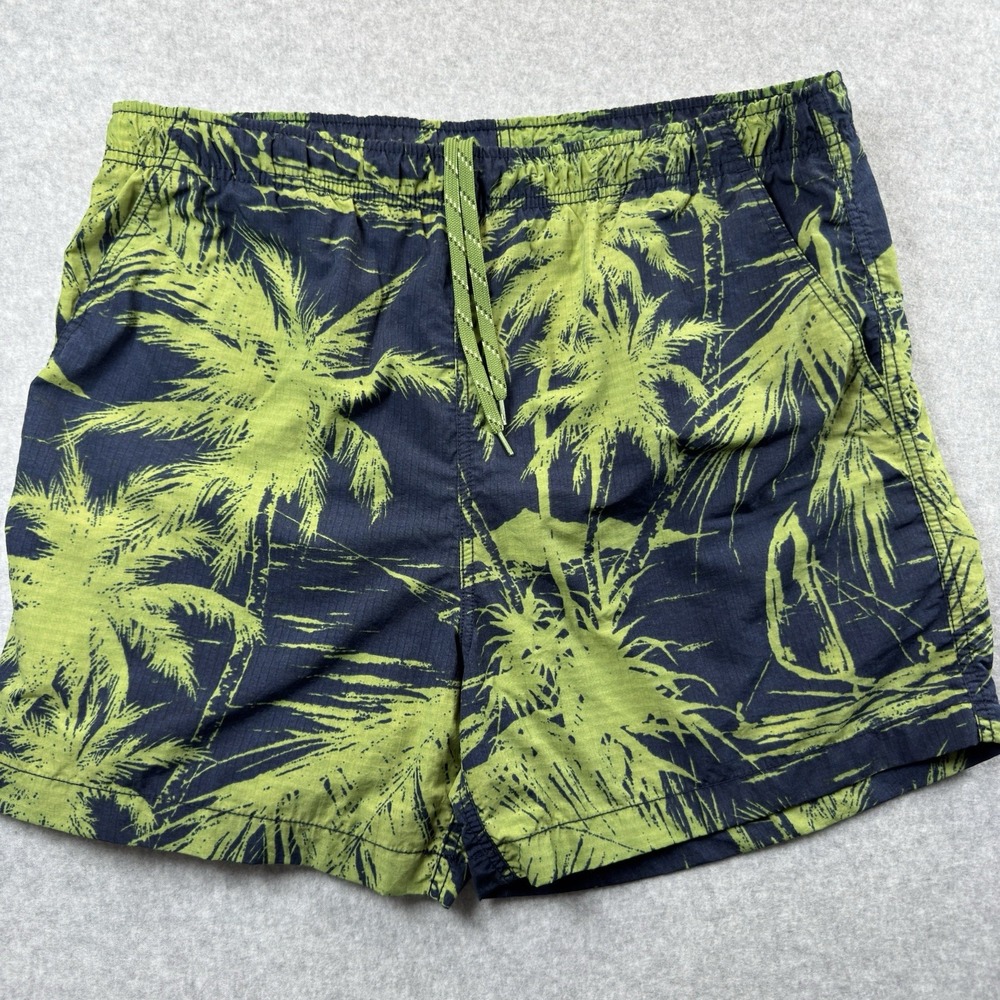 Nautica Men's Swim trunks Navy Green Palm Trees mesh Lined Medium